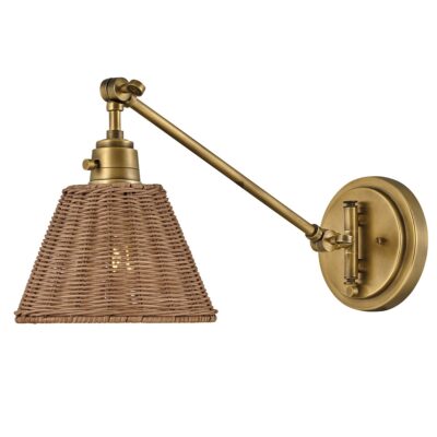 Chantry Hamptons Wall Light Heritage Brass Natural Rattan Shade