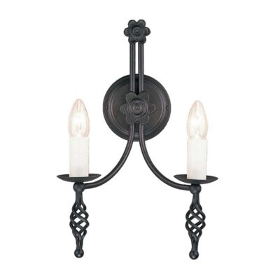 Chapel Row Gothic Twin Arm Wall Light Black
