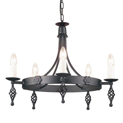 Chapel Row Gothic Wagon Wheel Chandelier Black