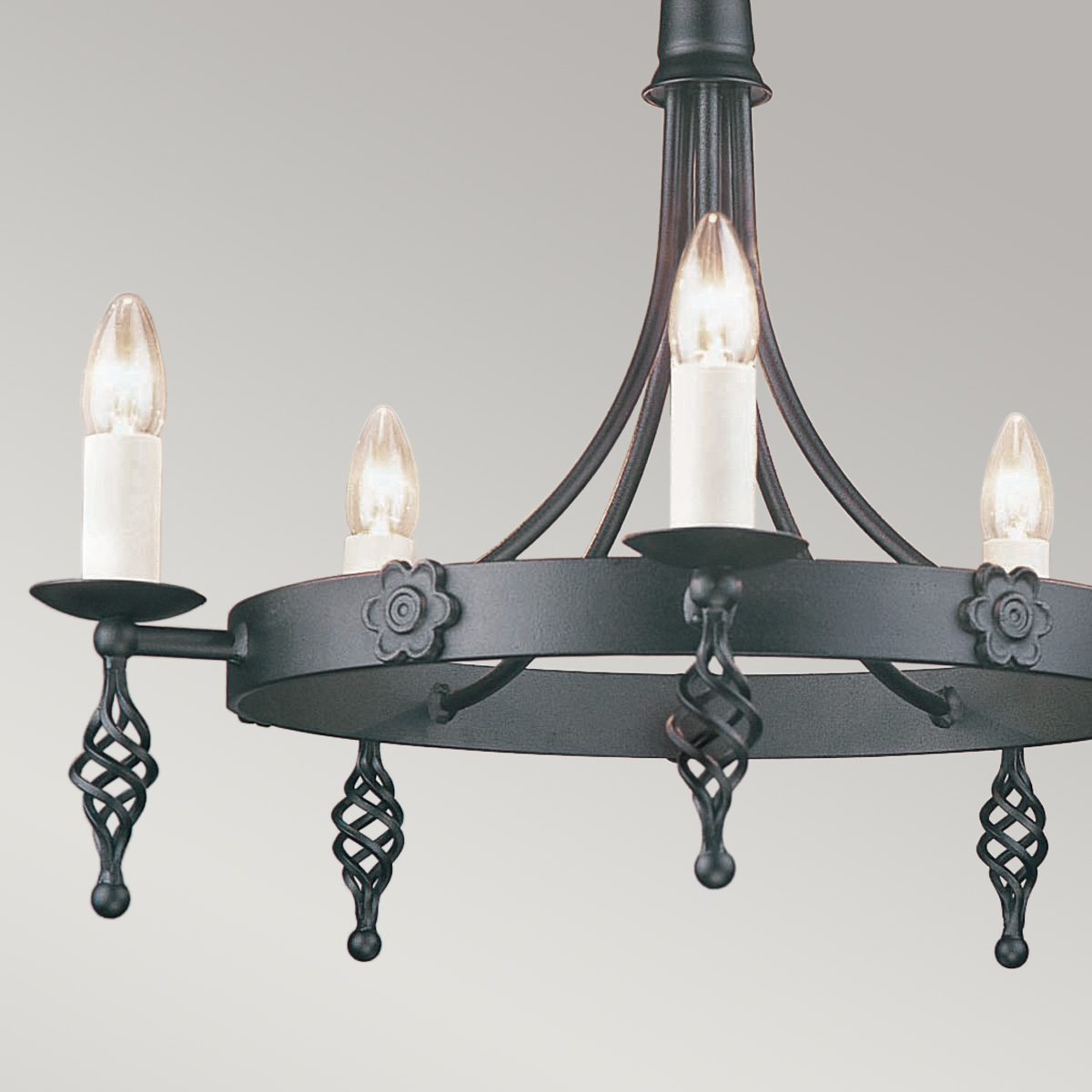 Chapel Row Gothic Wagon Wheel Chandelier Black Chapel Row Gothic Wagon Wheel Chandelier Black — detail view