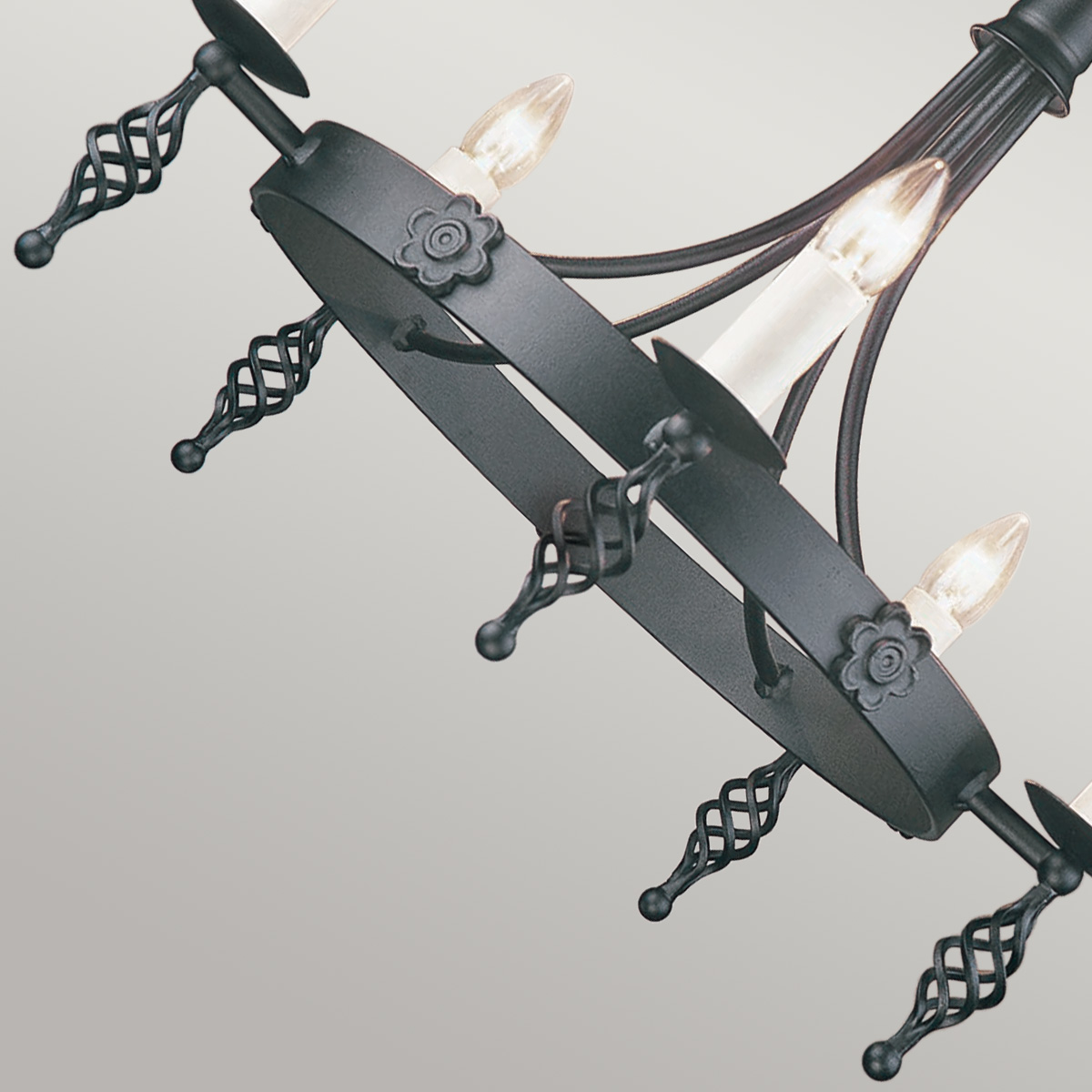 Chapel Row Gothic Wagon Wheel Chandelier Black Chapel Row Gothic Wagon Wheel Chandelier Black — detail view