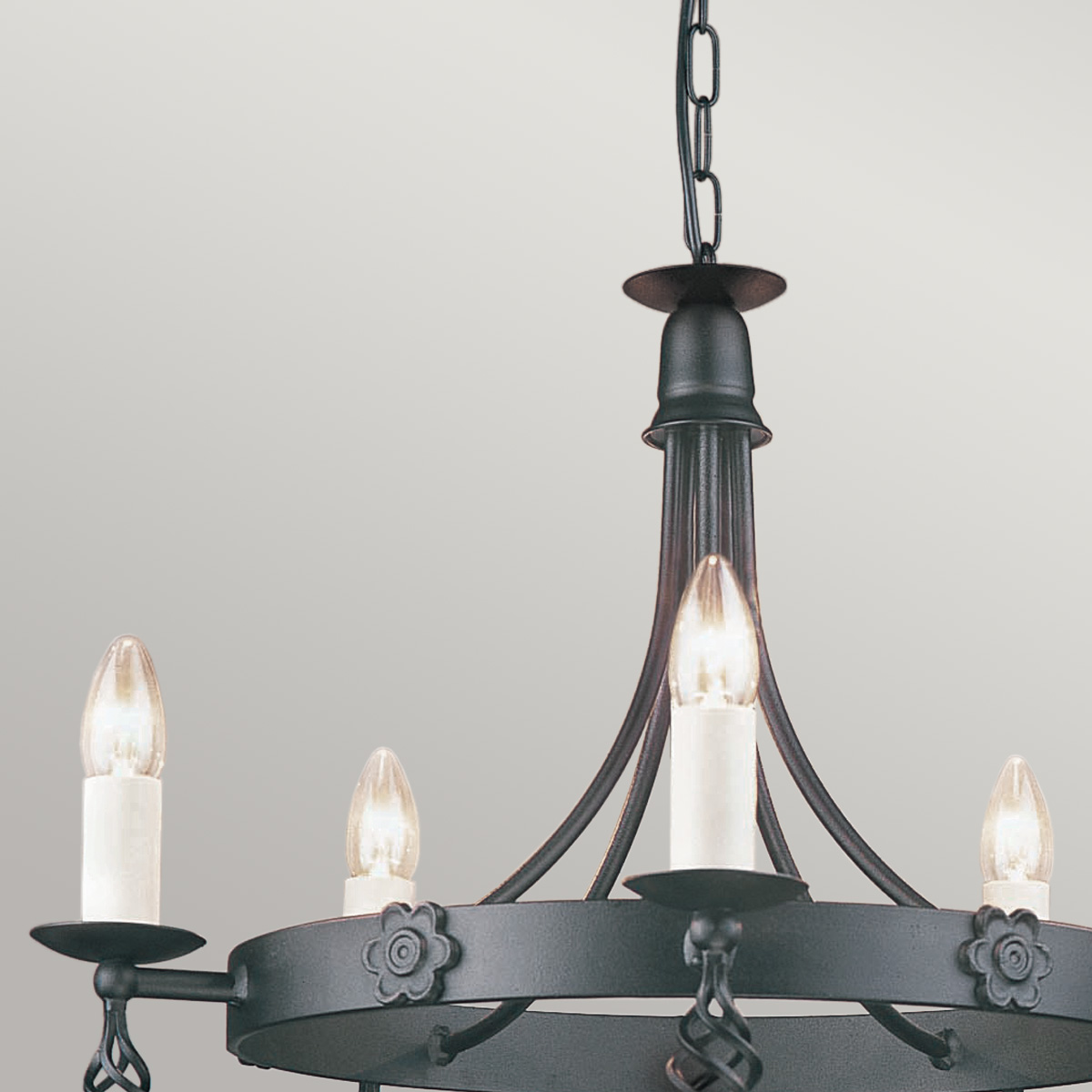 Chapel Row Gothic Wagon Wheel Chandelier Black Chapel Row Gothic Wagon Wheel Chandelier Black — detail view