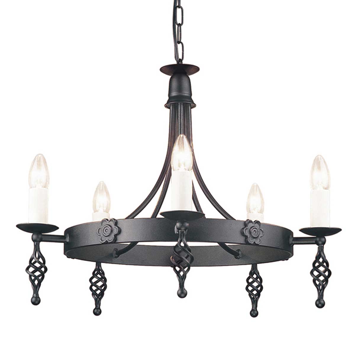 Chapel Row Gothic Wagon Wheel Chandelier Black