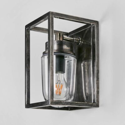 Chapelton Industrial Cage Outdoor Wall Light Antique Silver