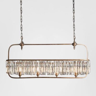 Charleston French Provincial Long Chandelier Antique Brass