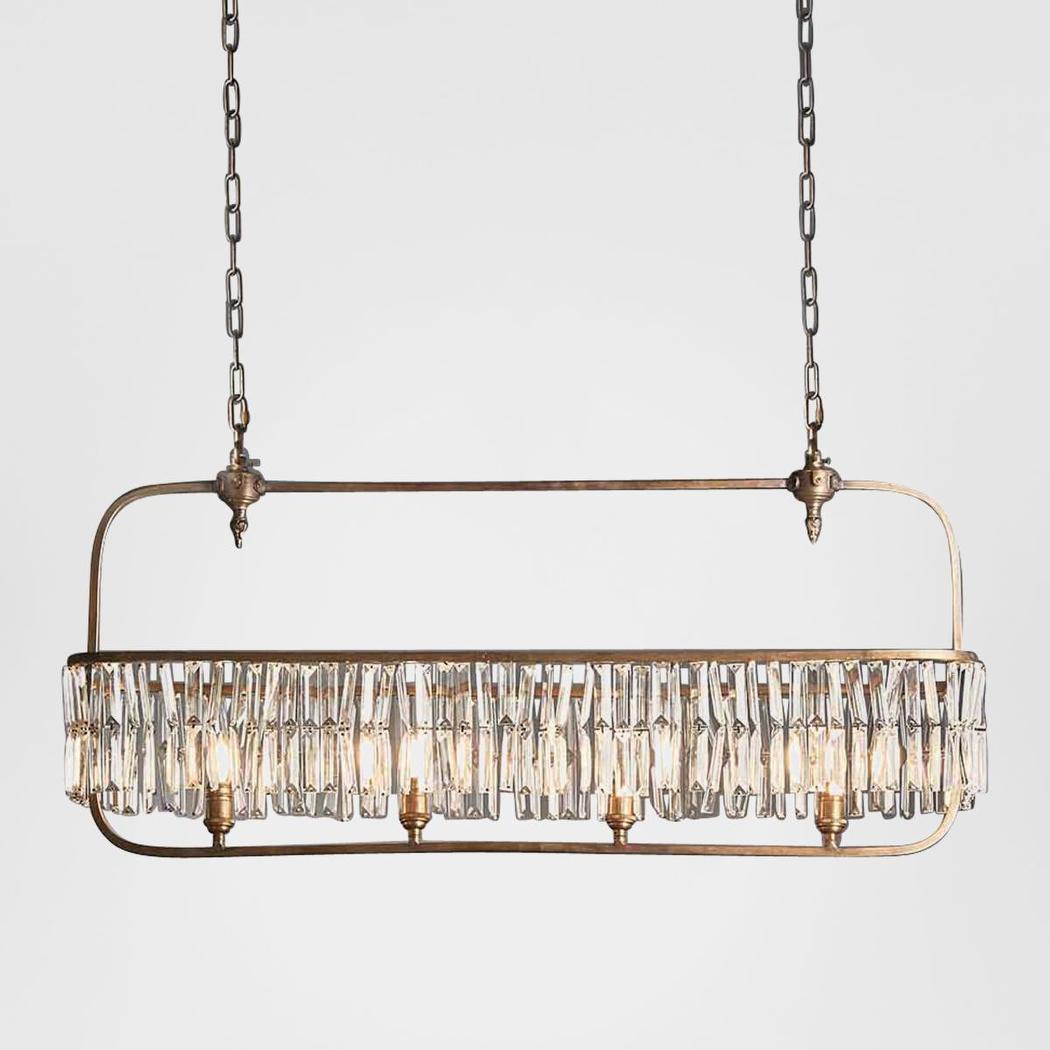 Charleston French Provincial Long Chandelier Antique Brass