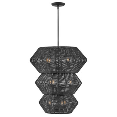 Chatsworth Coastal Black Woven Multi-Tier Chandelier