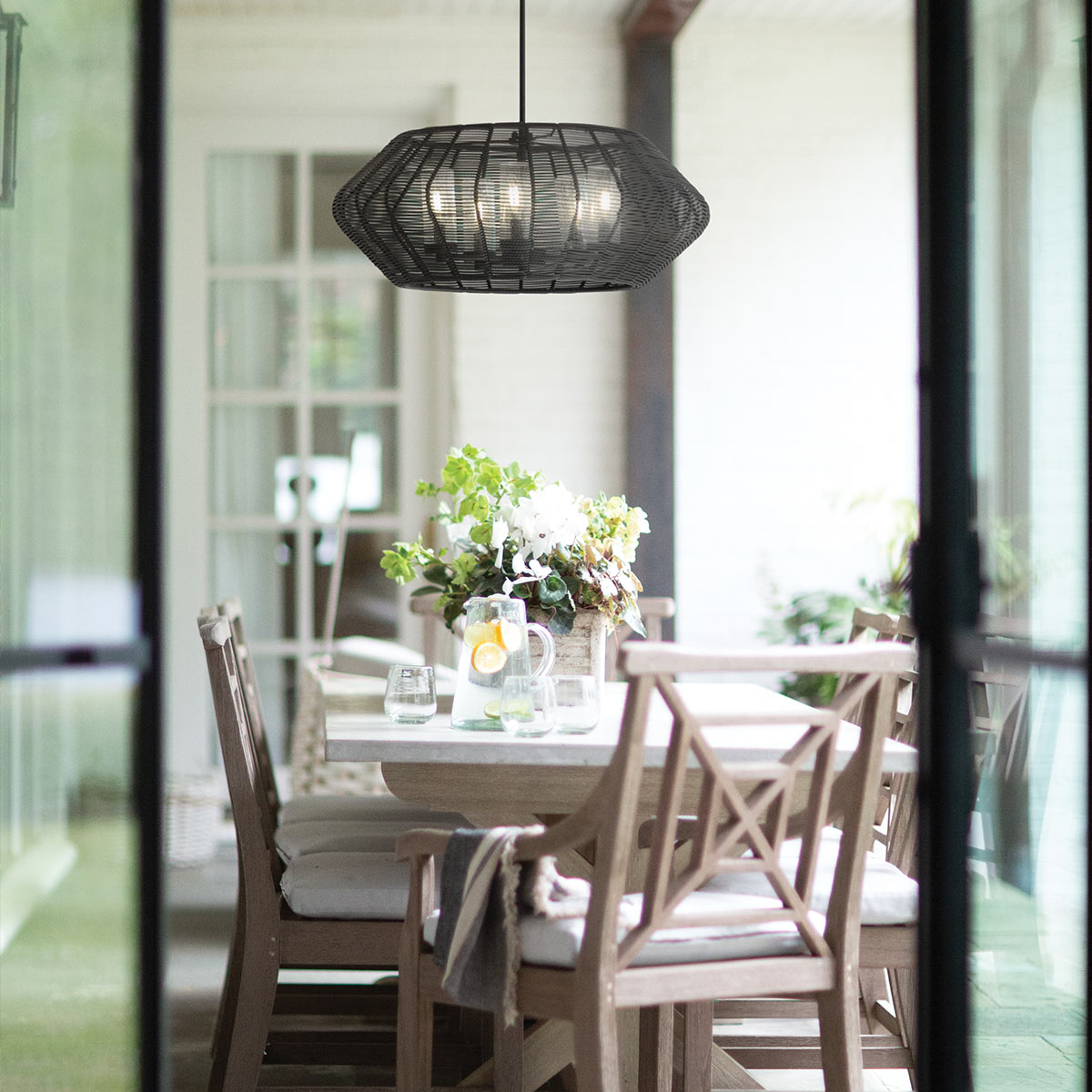 Chatsworth Coastal Woven Pendant Black Chatsworth Coastal Woven Pendant Black — in situ view