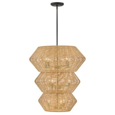 Chatsworth Hamptons Three-Tier Woven Chandelier Black and Camel