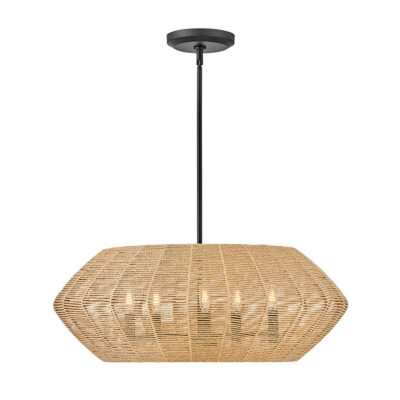 Chatsworth Hamptons Woven Drum Pendant Black and Camel