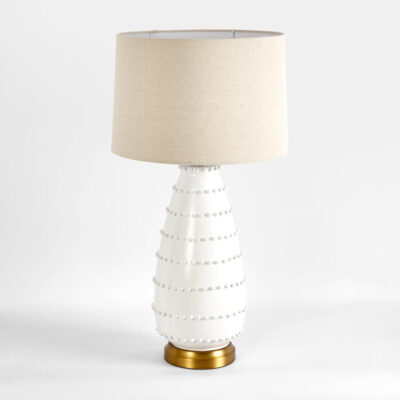 Cheshire Hamptons Beaded Ceramic Table Lamp White with Linen Shade