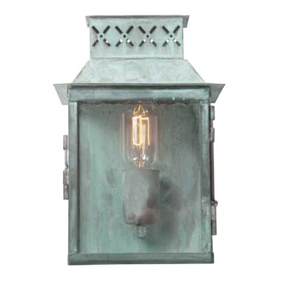 Chessworth Manor Traditional Box Lantern Outdoor Wall Light Verdigris