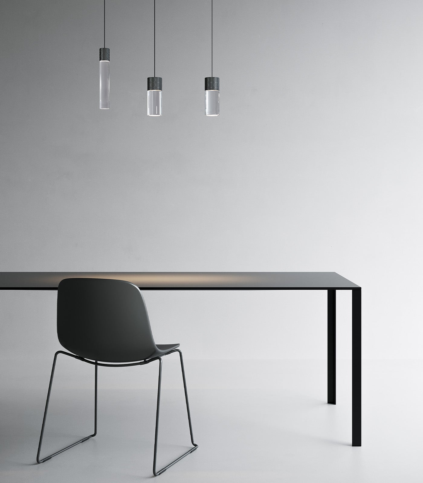 Chesterhall Contemporary Cylinder Pendant Light Black and Clear Chesterhall Contemporary Cylinder Pendant Light Black and Clear