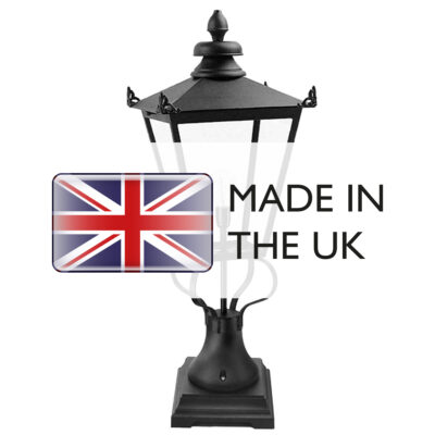 Cheswold Victorian Style Outdoor Pedestal Lantern Black