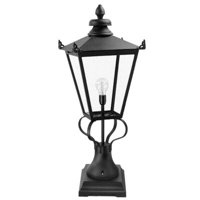 Cheswold Victorian Style Outdoor Pedestal Lantern Black