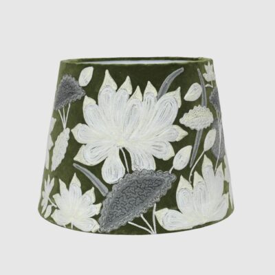Clairmont French Provincial Embroidered Lamp Shade Olive Green