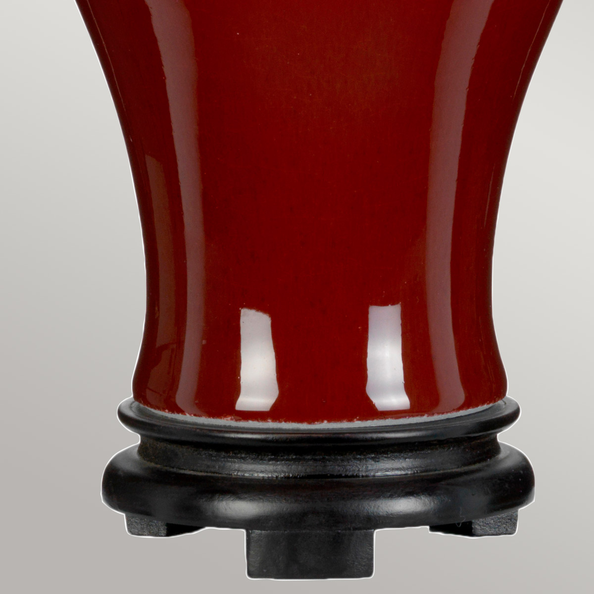 Claretfield Oriental Temple Jar Table Lamp with Empire Shade in Oxblood Claretfield Oriental Temple Jar Table Lamp with Empire Shade in Oxblood — detail view