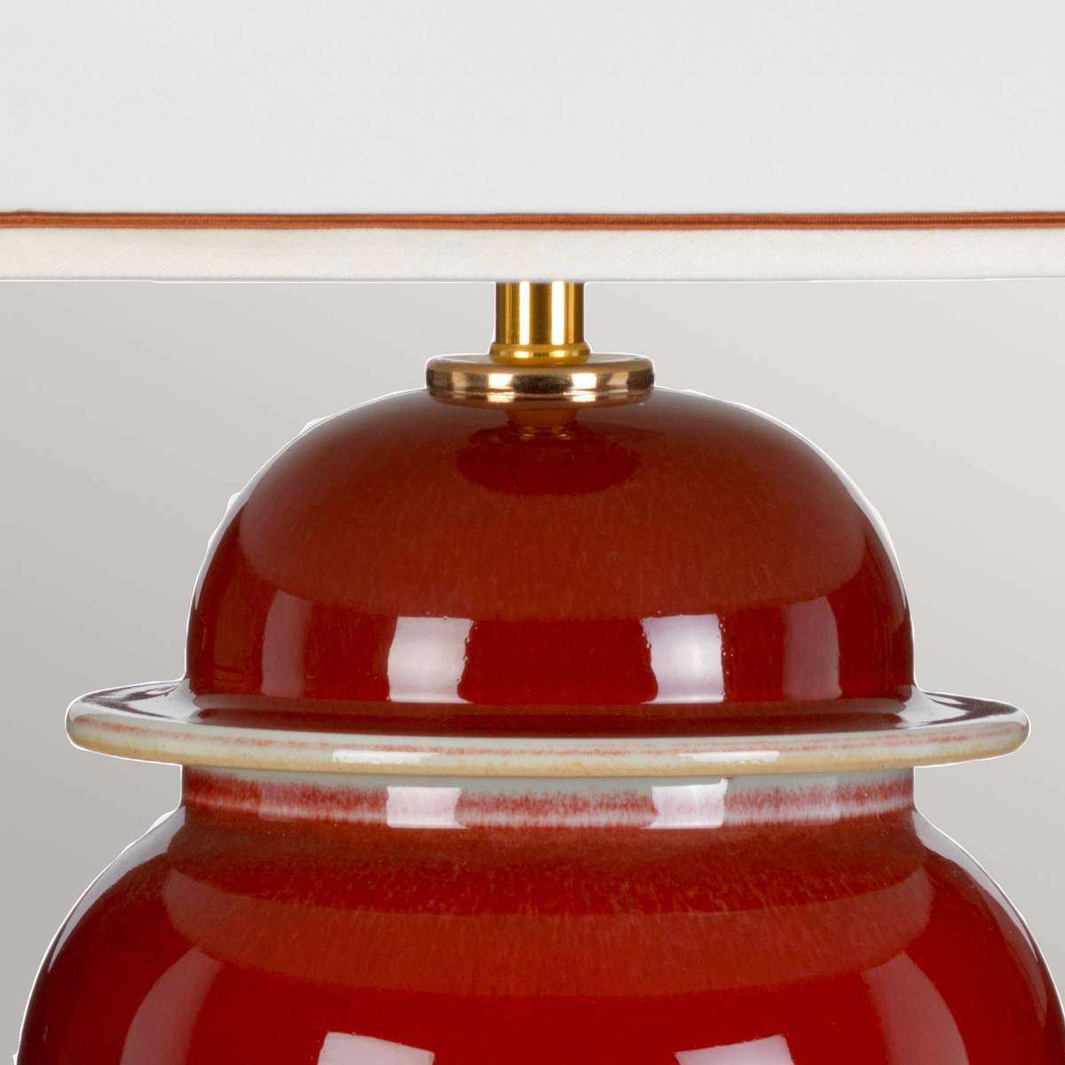 Claretfield Oriental Temple Jar Table Lamp with Empire Shade in Oxblood Claretfield Oriental Temple Jar Table Lamp with Empire Shade in Oxblood — detail view