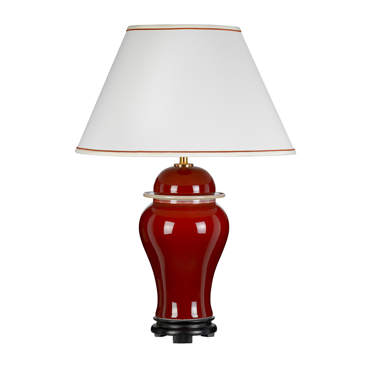 Claretfield Oriental Temple Jar Table Lamp with Empire Shade in Oxblood