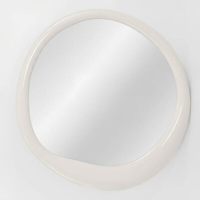 Claybury Round Organic Mirror High Gloss Off-White