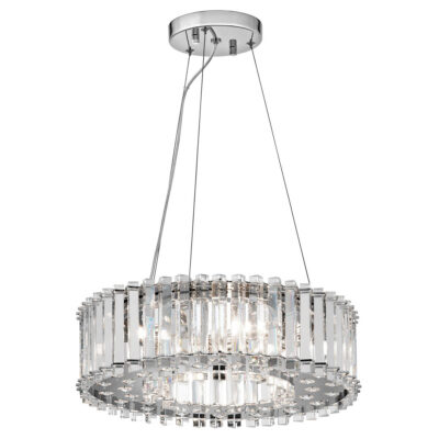 Clearwater Sky Crystal Drum Pendant Chrome