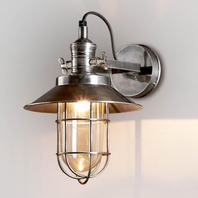 Cleveland Nautical Caged Wall Light Antique Silver