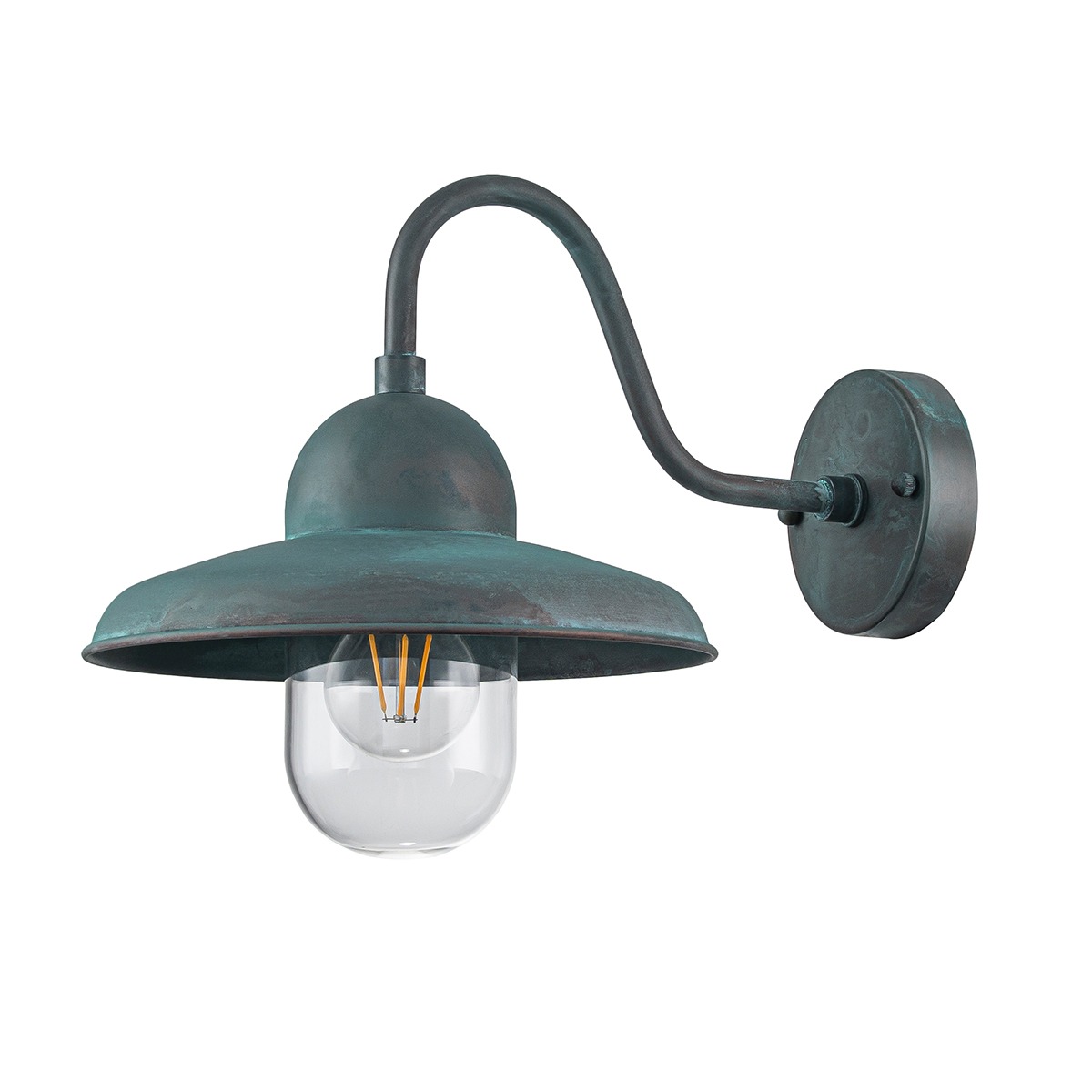Cliftonbury Traditional Swan Neck Outdoor Wall Light in Verdigris Cliftonbury Traditional Swan Neck Outdoor Wall Light in Verdigris
