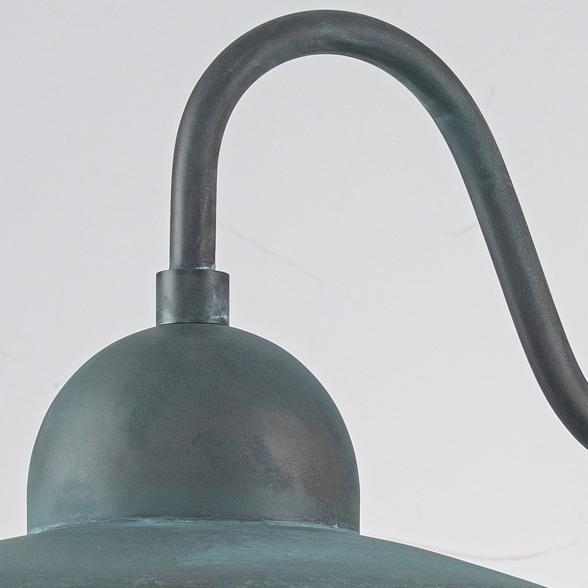 Cliftonbury Traditional Swan Neck Outdoor Wall Light in Verdigris Cliftonbury Traditional Swan Neck Outdoor Wall Light in Verdigris — detail view