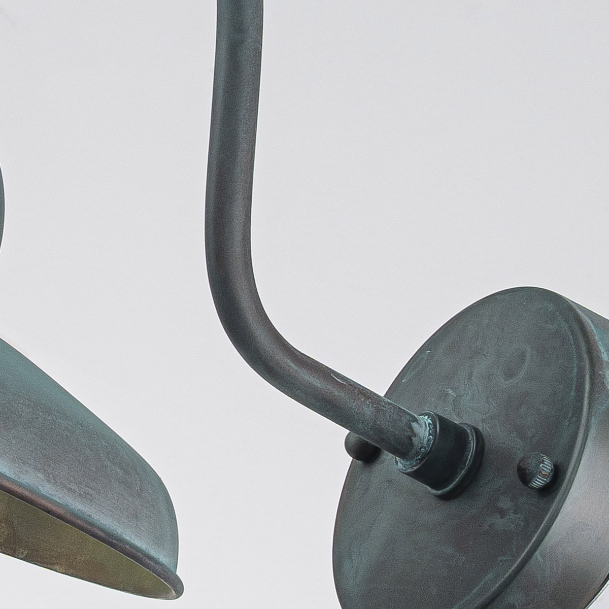 Cliftonbury Traditional Swan Neck Outdoor Wall Light in Verdigris Cliftonbury Traditional Swan Neck Outdoor Wall Light in Verdigris — detail view