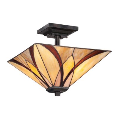Cliveden Park Tiffany Style Ceiling Semi-Flush Bronze