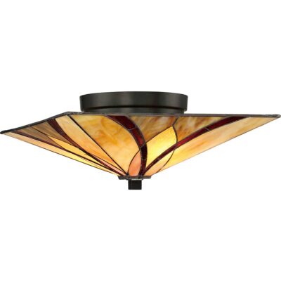 Cliveden Park Tiffany Style Flush Ceiling Light Bronze