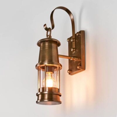 Clovelly Nautical Coach Lantern Outdoor Wall Light Antique Brass