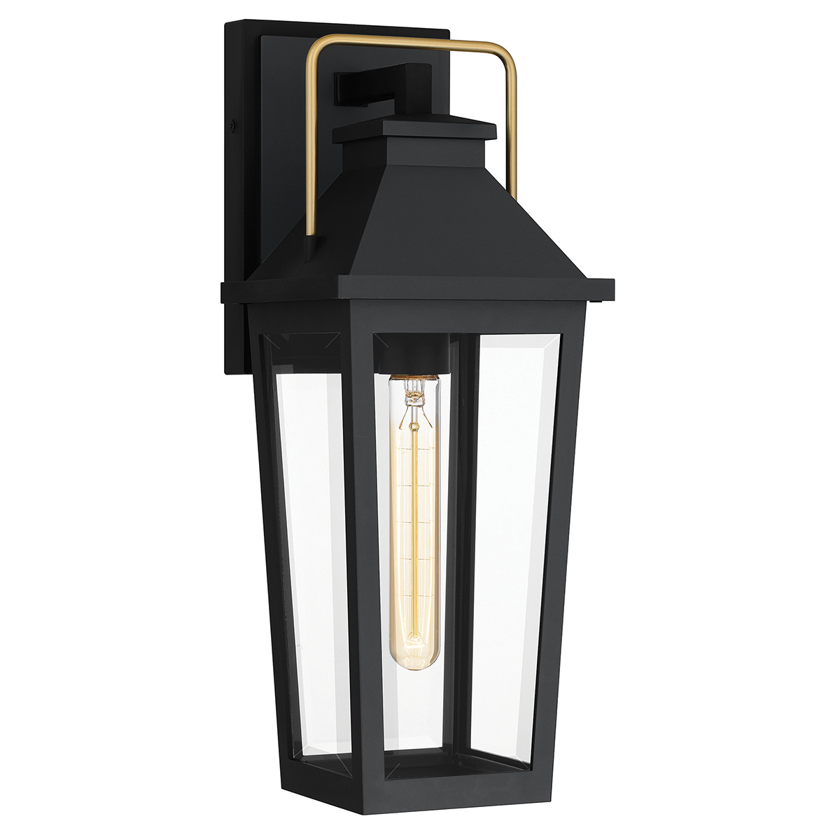 Coastal Reach Hamptons Outdoor Wall Lantern Matt Black & Brass