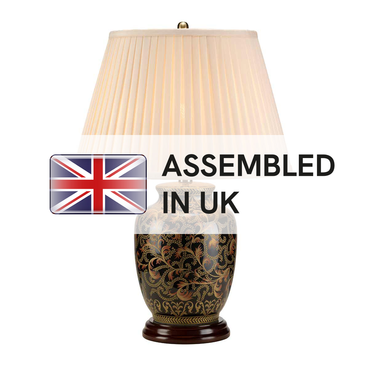 Cobden Hall French Provincial Table Lamp Black and Gold Porcelain Cobden Hall French Provincial Table Lamp Black and Gold Porcelain