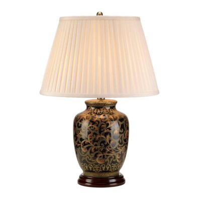 Cobden Hall French Provincial Table Lamp Black and Gold Porcelain
