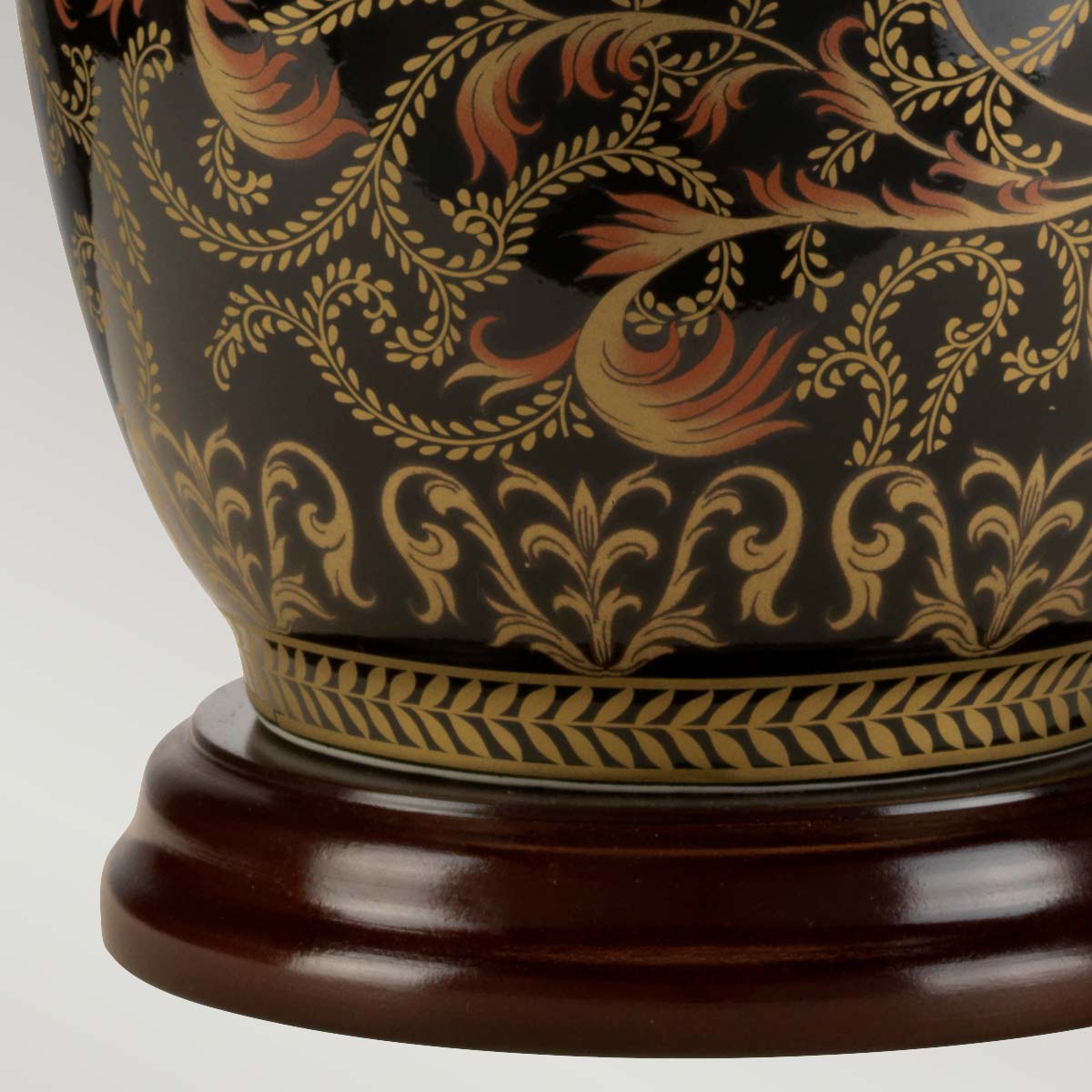 Cobden Hall French Provincial Table Lamp Black and Gold Porcelain Cobden Hall French Provincial Table Lamp Black and Gold Porcelain — detail view