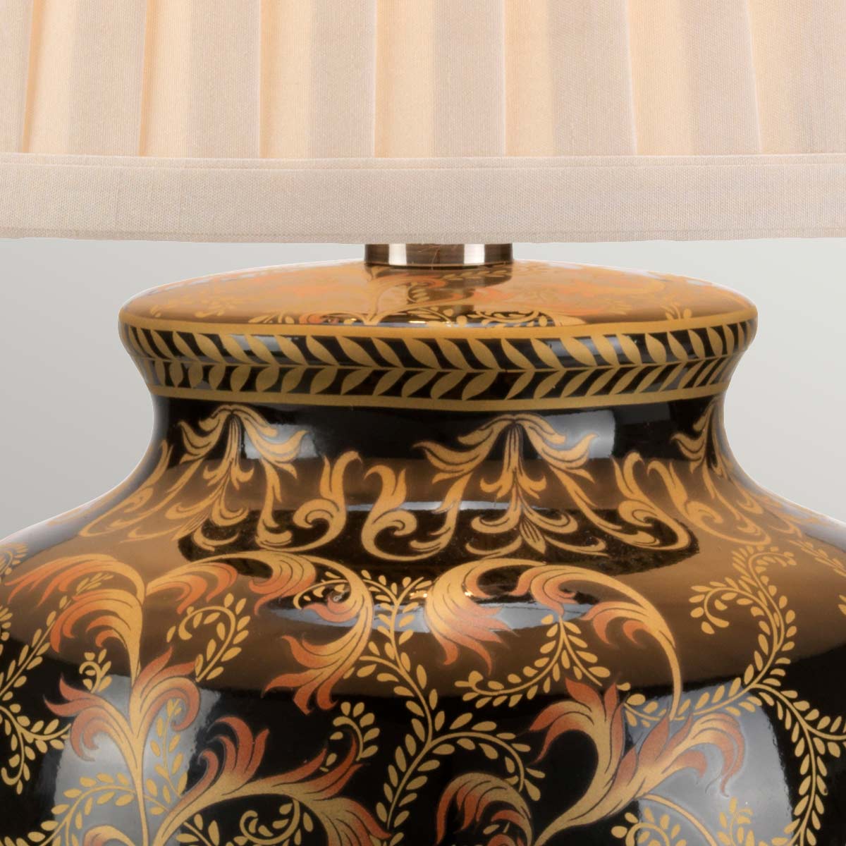 Cobden Hall French Provincial Table Lamp Black and Gold Porcelain Cobden Hall French Provincial Table Lamp Black and Gold Porcelain — detail view