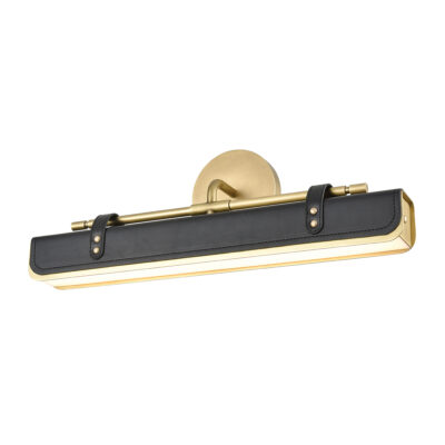 Cognac Harbour Pendant Retro Modern Wall Light in Vintage Brass and Tuxedo Leather