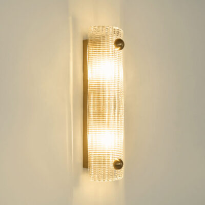 Colyton Fluted Glass Wall Light Antique Brass