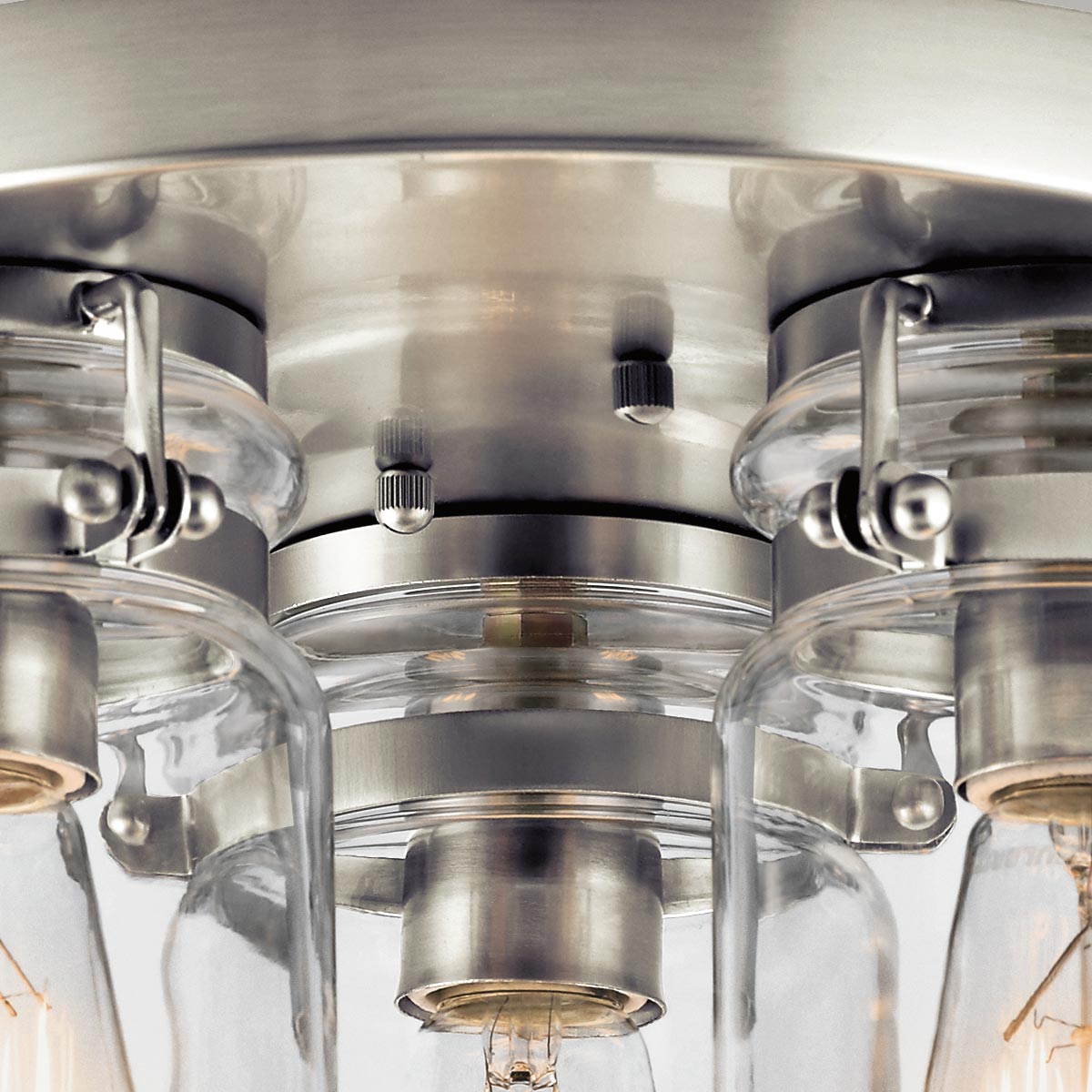 Combe Bassett Industrial Ceiling Flush Brushed Nickel Combe Bassett Industrial Ceiling Flush Brushed Nickel — detail view