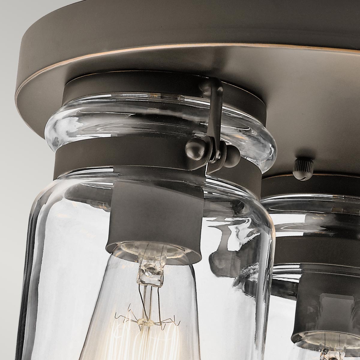 Combe Bassett Industrial Mason Jar Ceiling Flush Bronze Combe Bassett Industrial Mason Jar Ceiling Flush Bronze — detail view