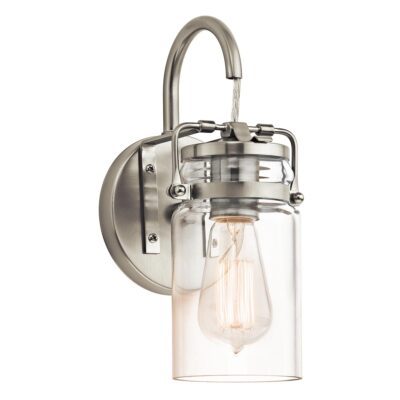 Combe Bassett Industrial Mason Jar Wall Light in Brushed Nickel