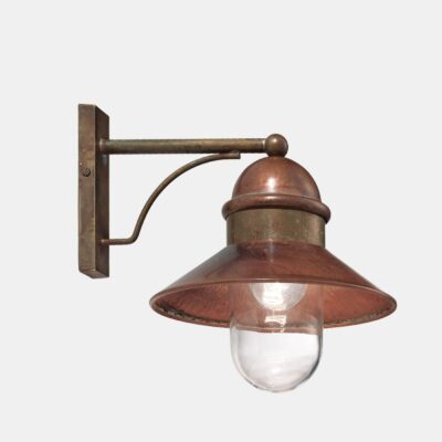 Como Coastal Outdoor Wall Light Copper And Antique Brass With Clear Glass