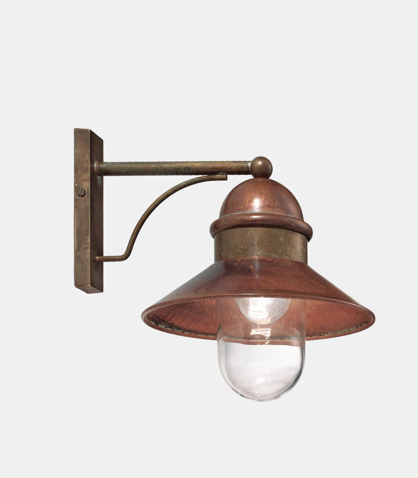 Como Coastal Outdoor Wall Light Copper And Antique Brass With Clear Glass