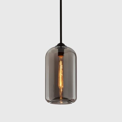 Coombe Yard Contemporary Cylindrical Pendant Light Smoke Glass