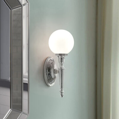 Coombewell Traditional Globe Wall Light Polished Chrome — lifestyle