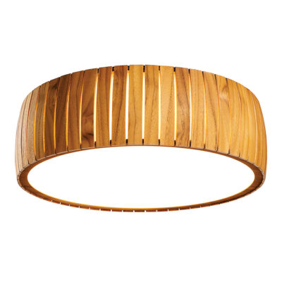 Coopers Row Contemporary Teak Veneer Ceiling Flush Light