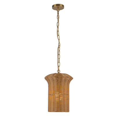 Coralbrook Hamptons Rattan Pendant Brushed Gold