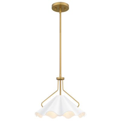 Corben Reach Hamptons Pendant Aged Brass and White Fluted Shade