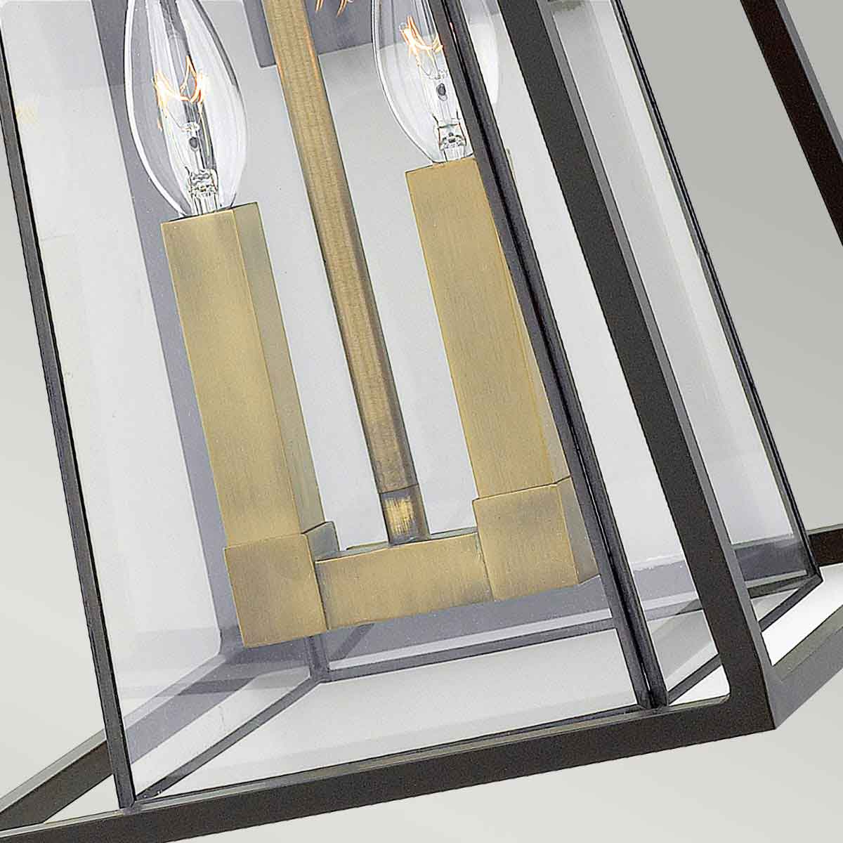 Corbenfield Transitional Outdoor Wall Lantern in Buckeye Bronze and Heritage Brass — detail view